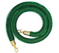 Aioneer Premium Velvet Stanchion Rope with Silver Plated Hooks 1.7Ft Apricot Queue Barrier For Events Red Carpet Line Management Durable & Stylish Crowd Control-Green-4.9ft/150cm