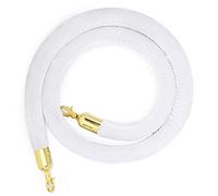 Aioneer Premium Velvet Stanchion Rope with Silver Plated Hooks 1.7Ft Apricot Queue Barrier For Events Red Carpet Line Management Durable & Stylish Crowd Control-White-4ft/120cm