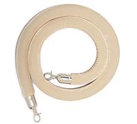Aioneer Premium Velvet Stanchion Rope with Silver Plated Hooks 1.7Ft Apricot Queue Barrier For Events Red Carpet Line Management Durable & Stylish Crowd Control-Beige-3ft/90cm