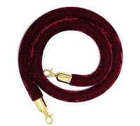 Aioneer Premium Velvet Stanchion Rope with Silver Plated Hooks 1.7Ft Apricot Queue Barrier For Events Red Carpet Line Management Durable & Stylish Crowd Control-Burgundy-3.3ft/100cm