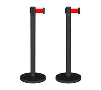 Aioneer Retractable Crowd Control Barrier, Durable Queue Management Posts For Event Security & Line Management, Heavy-Duty Stanchions For Safe Public Gatherings-Black-3m/9.8ft
