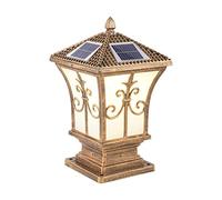 Aioneer Retro Square Solar Post Lamp Waterproof Led Solar Column Lights Outdoor Fence Deck Patio Pillar Lamp W/Remote Patio Garden Decoration Street Lantern Table Light To Pursu-Bronze-25cm
