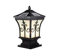 Aioneer Retro Square Solar Post Lamp Waterproof Led Solar Column Lights Outdoor Fence Deck Patio Pillar Lamp W/Remote Patio Garden Decoration Street Lantern Table Light To Pursu-Black-25cm
