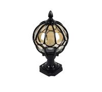 Aioneer Rustic Spherical Post Lights Outdoor Globe Pillar Pole Lamp Aluminum Glass Column Headlight For Garden Porch Exterior Landscape Lighting Fixture To Pursue-Black-27 * 47 * 14cm