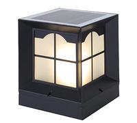 Aioneer Solar Powered Vintage Stigma Lamp Courtyard Waterproof Post Cap Light Square Vintage Post Cap Light For Gate Bollard Corridor Landscape Classical Die Casting Solar Pedest-46023