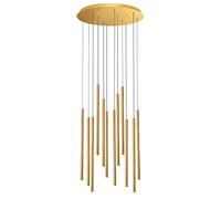 Aioneer Spiral Chandelier Modern Pendant Light Cluster with Adjustable Height For Kitchen Island Loft Bar Building Foyer Lamp Long Tube Stairs Design-12 Lights Gold-White