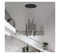 Aioneer Spiral Chandelier Modern Pendant Light Cluster with Adjustable Height For Kitchen Island Loft Bar Building Foyer Lamp Long Tube Stairs Design-8 Lights Black-White