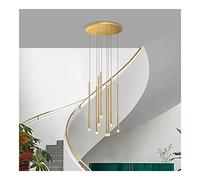 Aioneer Spiral Chandelier Modern Pendant Light Cluster with Adjustable Height For Kitchen Island Loft Bar Building Foyer Lamp Long Tube Stairs Design-8 Lights Gold-White Light