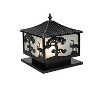 Aioneer Square Ip54 Waterproof Post Light Outdoor Courtyard Patio Pillar Lamp Exterior Aluminum Glass Column Headlights For Garden Deck Villa Door Street Lantern Decor To Pursue-Black-19.7in