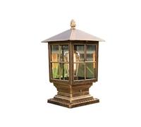 Aioneer Square Outdoor Aluminum Post Lamp Chinese Style Vintage Column Light Ip54 Waterproof Rust-Proof Post Cap Lights For Lawn Garden Deck Street Lantern Lighting To Pursue Ha-Brass