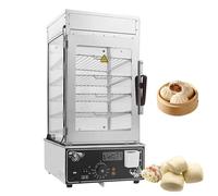 Aioneer Steamed Bread Buns Food Warmer, 5-Tier Electric Food Steamer Bun Warmer Machine with 30-110℃ Temperature Control, Commercial Bun Steamer with Dry Boiling Alarm, 360 Degre-6-Tier