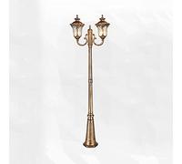 Aioneer Street Lights Lamp Post Outdoor, 2-Lights Outdoor Light, Watertight Water-Grained Glass High Pole Light Anti-Rust Aluminum Metal Courtyard Column (Height 215cm)