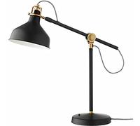 Aioneer Swing Arm Desk Lamp with E27 Screw Bulb Holder Flexible Clamp On Table Lamp For Reading Office and Crafts Clear White Desk Light with Bulb Included-Black