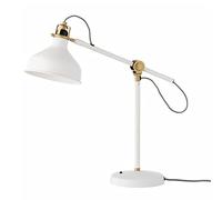 Aioneer Swing Arm Desk Lamp with E27 Screw Bulb Holder Flexible Clamp On Table Lamp For Reading Office and Crafts Clear White Desk Light with Bulb Included-White