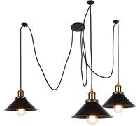 Aioneer Vintage Industrial Ceiling Light with 3 Metal Pendant Lamps and Adjustable Shade Perfect For Kitchen Dining Room Bar and Loft Includes 200Cm Cable E27 Base-Black