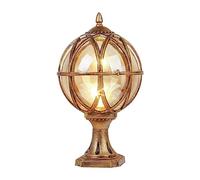 Aioneer Vintage Round Glass Pillar Lamp Waterproof Aluminum Post Light Retro Globe Column Headlight Outdoor Traditional For Garden Patio Villa Landscape Street Lantern To Pursue-Bronze-17.5cm
