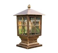 Aioneer Vintage Style Square Post Light Outdoor Die-Cast Aluminum Pillar Lamp Exterior Landscape Lighting Fixture For Garden Yard Street Column Headlight To Pursue Happiness-Brown