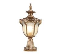 Aioneer Waterproof Garden Column Lamp Continental Outdoor Pillar Post Lights Glass Lampshade Fence Villa Decoration Lighting Porch Patio Balcony Floor Light Street Light To-Bronze-24 * 59cm