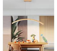 Aioneer Wood Pendant Lights For Modern Kitchen Island ARC Dining Table Pendant Lamp For Living Room Office Study Hanging Light Fixture with Warm Light-Dimmable-b
