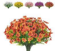 AIOR 10 Piezas Flores Artificiales de Seda Flor Falsas en Interiores y Exteriores, Arbustos Resistentes a Los Rayos UV Plantas para Colgar, para Casa Jardín Ventana Boda Decoración (Naranja)