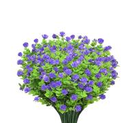 AIOR 10 Piezas Flores Artificiales Flor Falsas en Interiores y Exteriores, Arbustos Verdes Resistentes a Los Rayos UV Plantas para Colgar, para Casa Jardín Ventana Boda Decoración (Púrpura)
