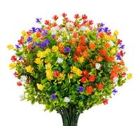 AIOR 10 Piezas Flores Artificiales Flor Falsas en Interiores y Exteriores, Arbustos Verdes Resistentes a Los Rayos UV Plantas para Colgar, para Casa Jardín Ventana Boda Decoración (Multicolor)