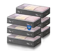 AIOR 6 Piezas 60L Bolsas Almacenaje Ropa Debajo de la Cama, Cajas Almacenaje de Gran Capacidad con Ventana Transparente, Cama Organizador Armario para Mantas Edredones, 80x50x15cm