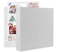 AIOR Álbum de Fotos con 20 Bolsillos, Lino DIY Scrapbooking Album para Pegar y Escribir 40 Páginas, Regalos de Boda Aniversario Cumpleanos Familiares, 30x30cm (Gris)