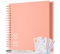 AIOR Álbum de Fotos en Espiral Scrapbook 80 Páginas, DIY Scrapbooking Album para Pegar y Escribir, Regalos de Boda Aniversario Bebé Cumpleanos Familiares, 24x24cm (Rosa)