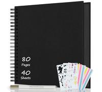 AIOR Álbum de Fotos en Espiral Scrapbook 80 Páginas, DIY Scrapbooking Album para Pegar y Escribir, Regalos de Boda Aniversario Bebé Cumpleanos Familiares, 30,5x30,5cm (Negro)