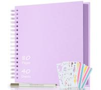AIOR Álbum de Fotos en Espiral Scrapbook 80 Páginas, DIY Scrapbooking Album para Pegar y Escribir, Regalos de Boda Aniversario Bebé Cumpleanos Familiares, 24x24cm (Morado)