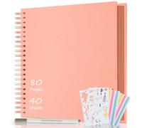 AIOR Álbum de Fotos en Espiral Scrapbook 80 Páginas, DIY Scrapbooking Album para Pegar y Escribir, Regalos de Boda Aniversario Bebé Cumpleanos Familiares, 30,5x30,5cm (Rosa)
