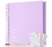 AIOR Álbum de Fotos en Espiral Scrapbook 80 Páginas, DIY Scrapbooking Album para Pegar y Escribir, Regalos de Boda Aniversario Bebé Cumpleanos Familiares, 30,5x30,5cm (Morado)