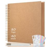 AIOR Álbum de Fotos en Espiral Scrapbook 80 Páginas, DIY Scrapbooking Album para Pegar y Escribir, Regalos de Boda Aniversario Bebé Cumpleanos Familiares, 30,5x30,5cm (Caqui)