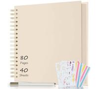 AIOR Álbum de Fotos en Espiral Scrapbook 80 Páginas, DIY Scrapbooking Album para Pegar y Escribir, Regalos de Boda Aniversario Bebé Cumpleanos Familiares, 24x24cm (Blanco lechoso)