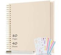 AIOR Álbum de Fotos en Espiral Scrapbook 80 Páginas, DIY Scrapbooking Album para Pegar y Escribir, Regalos de Boda Aniversario Bebé Cumpleanos Familiares, 30,5x30,5cm (Blanco lechoso)