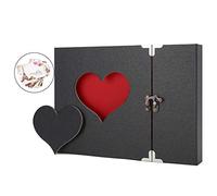 AIOR Álbum de Fotos para Pegar y Escribir Scrapbook, Álbum de Recortes, Creativa del Diario con Grabado en Forma de Corazón, Aniversario de Boda, Cumpleaños, día de San Valentín Idea de Regalo, Negro