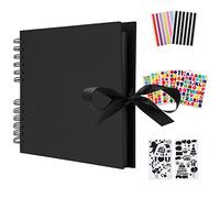 AIOR Album de Fotos para Pegar y Escribir Scrapbook, DIY Scrapbooking Album 80 Páginas Negras, Regalos Original para Aniversario de Boda de Oro Cumpleaños Navidad (Negro)