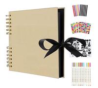 AIOR Album de Fotos Scrapbook Espiral 80 Páginas Negras, DIY Scrapbook Album Original para Boda Aniversario de Boda de Oro Cumpleaños Navidad para Mujer Niña Novia Regalos (Amarillo)