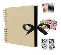 AIOR Album de Fotos Scrapbook Espiral 80 Páginas Negras, DIY Scrapbooking Album Original para Boda Aniversario de Boda de Oro Cumpleaños, Regalos Navidad para Mujer Niña (Amarillo)