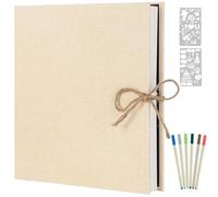 AIOR Album Fotos Autoadhesivo 60 Páginas Blanco, Lino DIY Scrapbooking Album Original para Aniversario de Boda de Oro Cumpleaños Navidad para Mujer Niña Regalos, 33x32cm (Blanco)