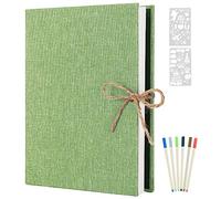 AIOR Album Fotos Autoadhesivo 60 Páginas Blanco, Lino DIY Scrapbooking Album Original para Aniversario de Boda de Oro Cumpleaños Navidad para Mujer Niña Regalos (Verde)