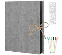 AIOR Album Fotos Autoadhesivo 60 Páginas Negras, Lino DIY Scrapbooking Album Original para Aniversario de Boda de Oro Cumpleaños Navidad para Mujer Niña Regalos (Gris)