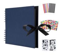 AIOR Album Fotos Para Pegar y Escribir, DIY Grande Scrapbook 80 Páginas Negras, Scrapbooking Album para Boda, Aniversario Navidad Regalo Originales para Mujer Los Padres Amigos (Azul)