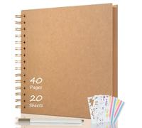 AIOR Album Fotos Scrapbook 21x21cm, DIY Espiral Álbum de Recortes para Pegar y Escribir 40 Páginas, Regalos de Boda Aniversario Cumpleanos, Para Bebés Amigos Parejas (Caqui)