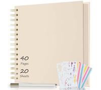 AIOR Album Fotos Scrapbook 21x21cm, DIY Espiral Álbum de Recortes para Pegar y Escribir 40 Páginas, Regalos de Boda Aniversario Cumpleanos, Para Bebés Amigos Parejas (Blanco lechoso)