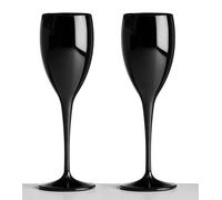 AIOS Par de copas de champán negras, fabricadas en policarbonato irrompible, 180 ml, 2 unidades, aptas para lavavajillas, ideal para celebraciones y algo un poco diferente en un acabado negro satinado.