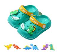 AioTio Infantiles Zuecos niños niñas Ligeras Antideslizantes Transpirables y de Secado rápido Interior Playa Piscina y jardín(Pequeño Dinosaurio Verde23/24EU)