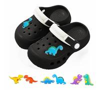 AioTio Infantiles Zuecos niños niñas Ligeras Antideslizantes Transpirables y de Secado rápido Interior Playa Piscina y jardín(Pequeño Dinosaurio Negro20/21EU)
