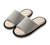 AioTio Zapatilla de Lino Algodón para Mujer Cómodo Pantuflas de Algodón con Memoria Suave Antideslizante Zapatilla de Interior(Negro,36/37 EU)